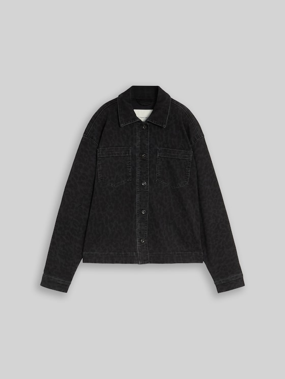 Denim jacket with leopard print - leo denim allover