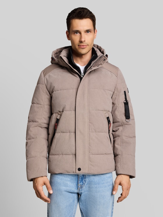 Puffer jacket with detachable hood - Driftwood Taupe