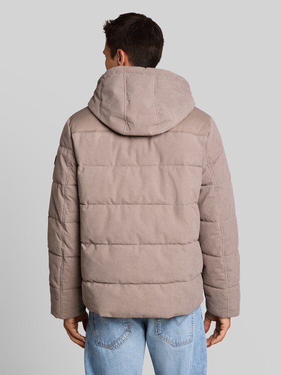Puffer jacket with detachable hood - Driftwood Taupe