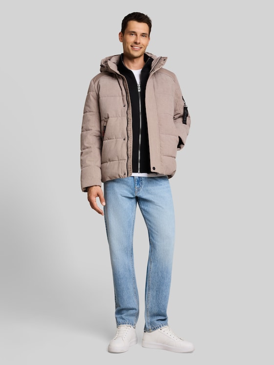 Puffer jacket with detachable hood - Driftwood Taupe