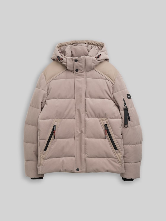 Puffer jacket with detachable hood - Driftwood Taupe