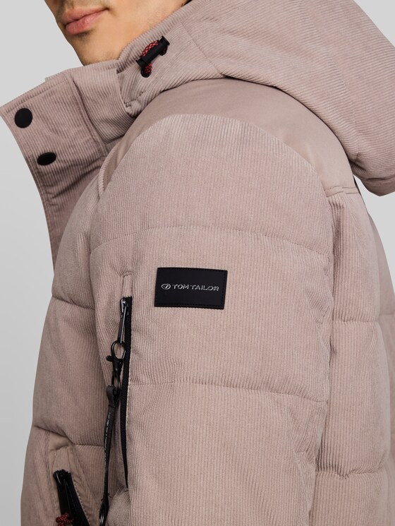 Puffer jacket with detachable hood - Driftwood Taupe