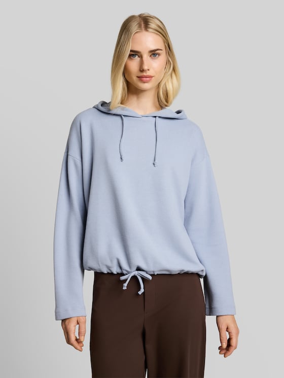 Boxy-fit hooded sweatshirt - foggy sky blue melange