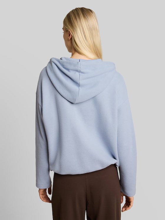 Boxy-fit hooded sweatshirt - foggy sky blue melange