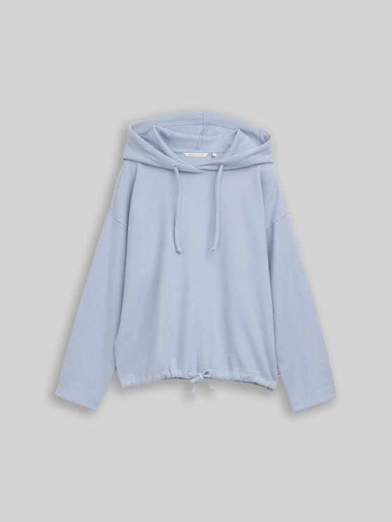 Boxy-fit hooded sweatshirt - foggy sky blue melange