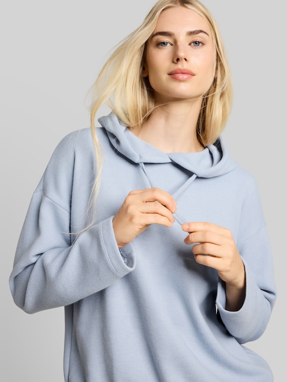 Boxy-fit hooded sweatshirt - foggy sky blue melange