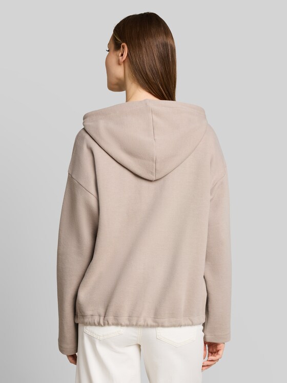 Boxy-fit hooded sweatshirt - atmosphere beige melange