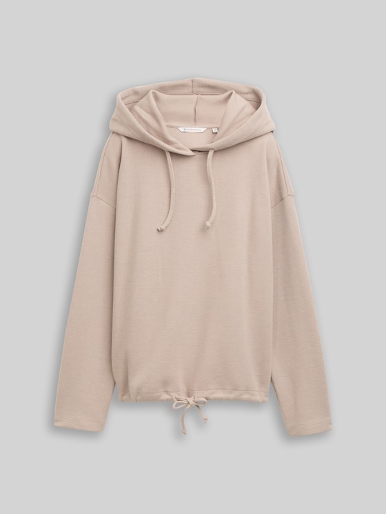 Boxy-fit hooded sweatshirt - atmosphere beige melange