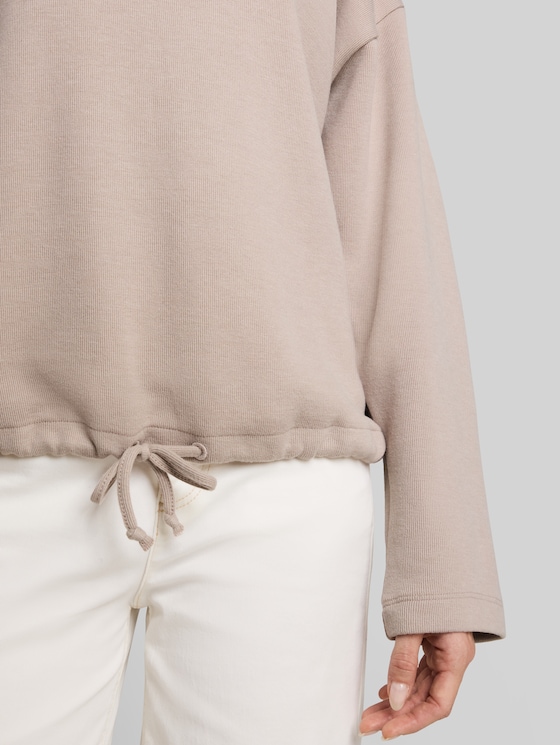 Boxy-fit hooded sweatshirt - atmosphere beige melange