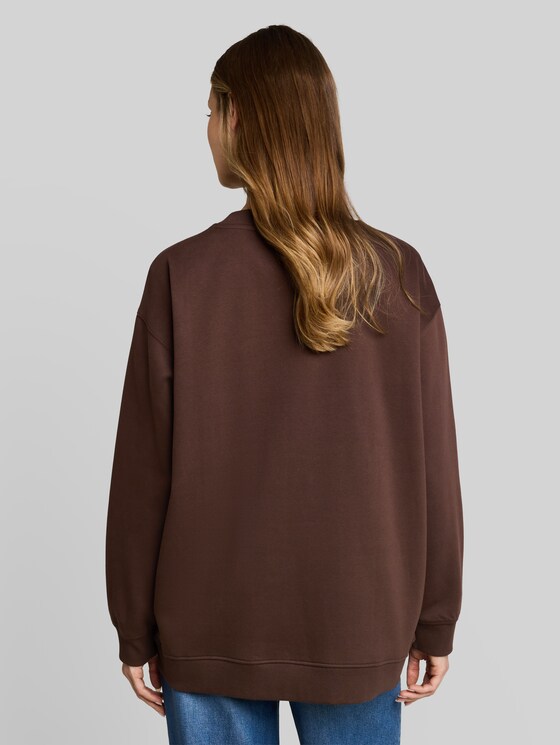 Oversized printed sweatshirt - cool dark brown
