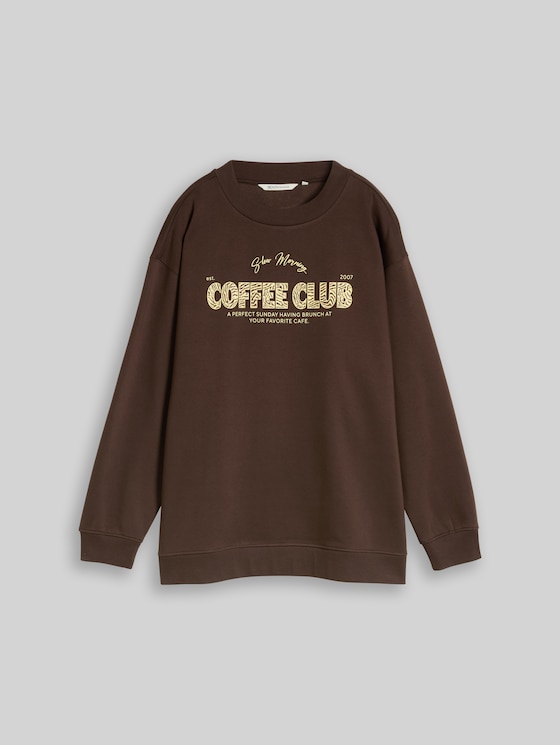 Oversized printed sweatshirt - cool dark brown