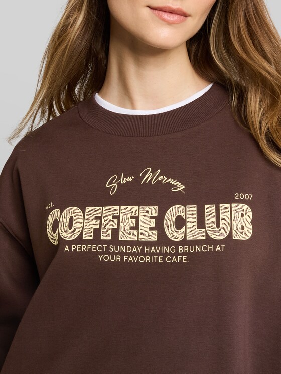 Oversized printed sweatshirt - cool dark brown