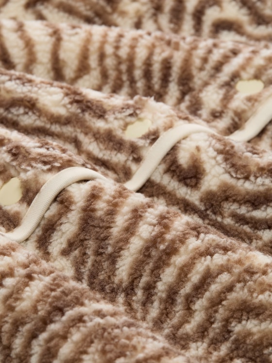 Patterned teddy vest - brown beige zebra print