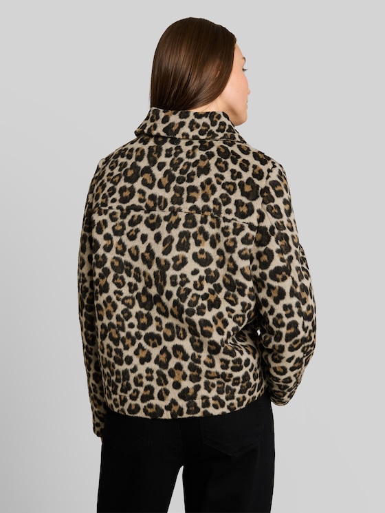 Wool jacket with leopard print - beige leo print