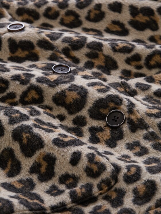 Wool jacket with leopard print - beige leo print