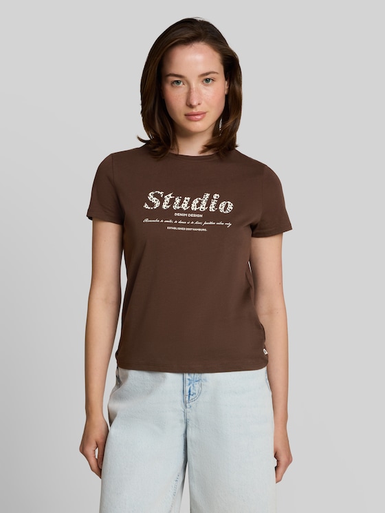 Printed T-shirt - cool dark brown