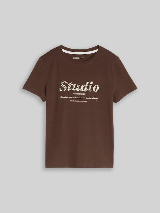 Printed T-shirt - cool dark brown