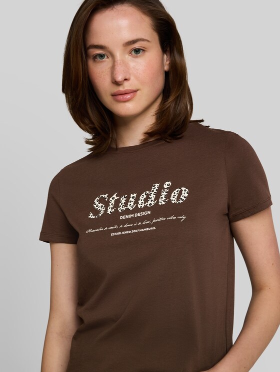 Printed T-shirt - cool dark brown