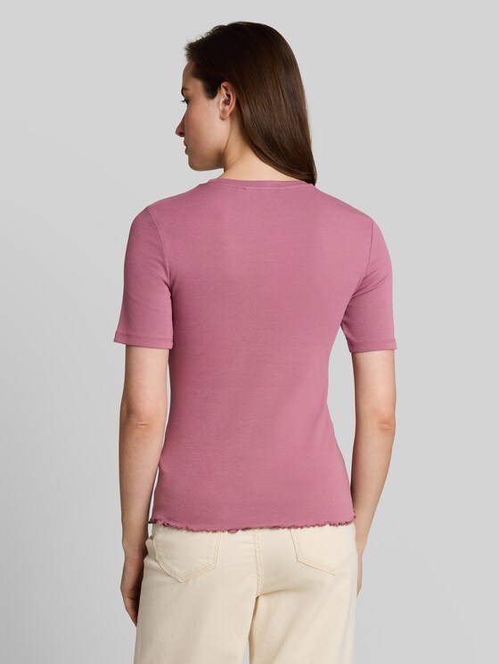 Slim fit T-shirt with embroidery - dusty berry