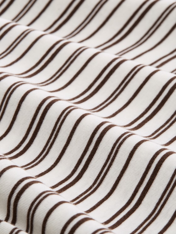 Slim fit T-shirt with embroidery - white brown irregular stripe