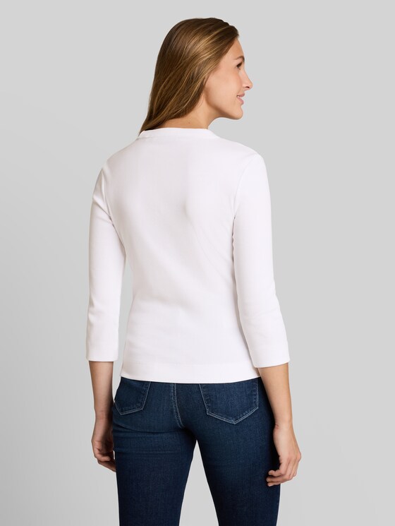 Slim-fit long-sleeved top with ribbed texture - White
