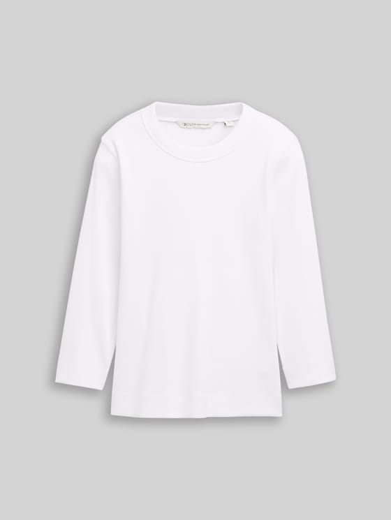 Slim-fit long-sleeved top with ribbed texture - White