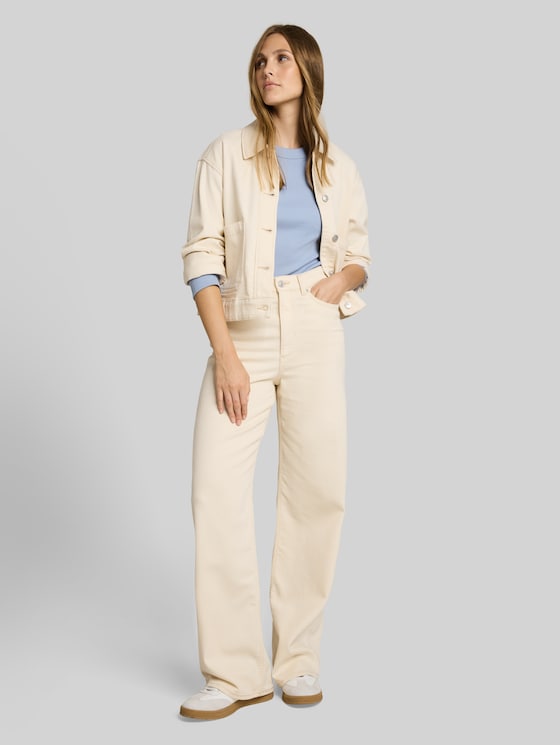 Slim-fit long-sleeved top with ribbed texture - foggy sky blue