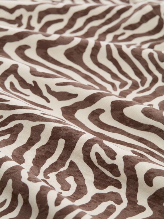 Patterned turtleneck top - brown beige zebra print