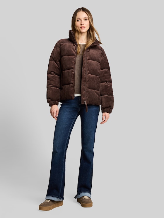 Cosy long-sleeved top with a 2-in-1 look - cool dark brown melange