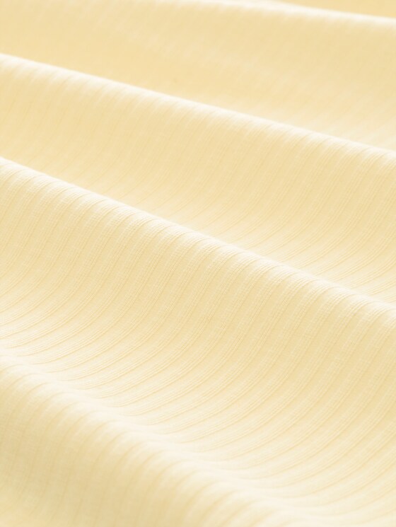 Long-sleeved T-shirt with ribbed texture - soft vanilla yellow
