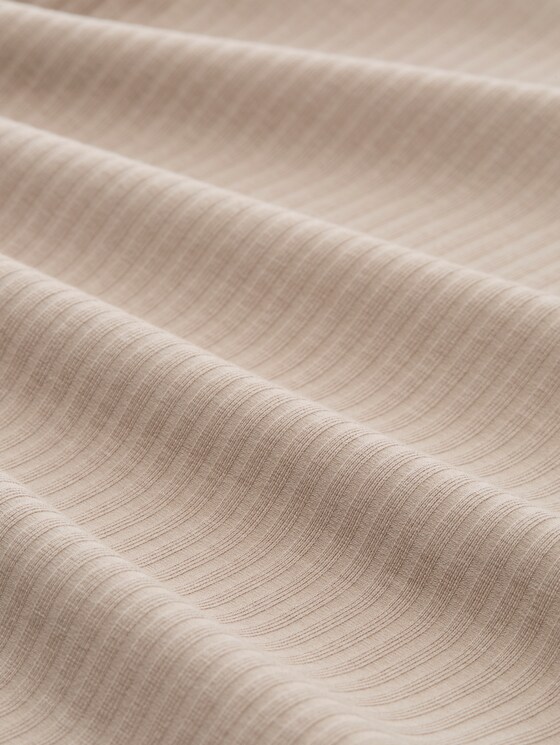 Long-sleeved T-shirt with ribbed texture - atmosphere beige melange