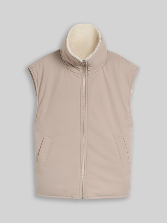 Reversible teddy vest - atmosphere beige