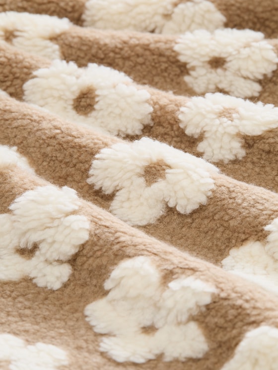Teddy jacket with floral pattern - brown teddy flower artwork