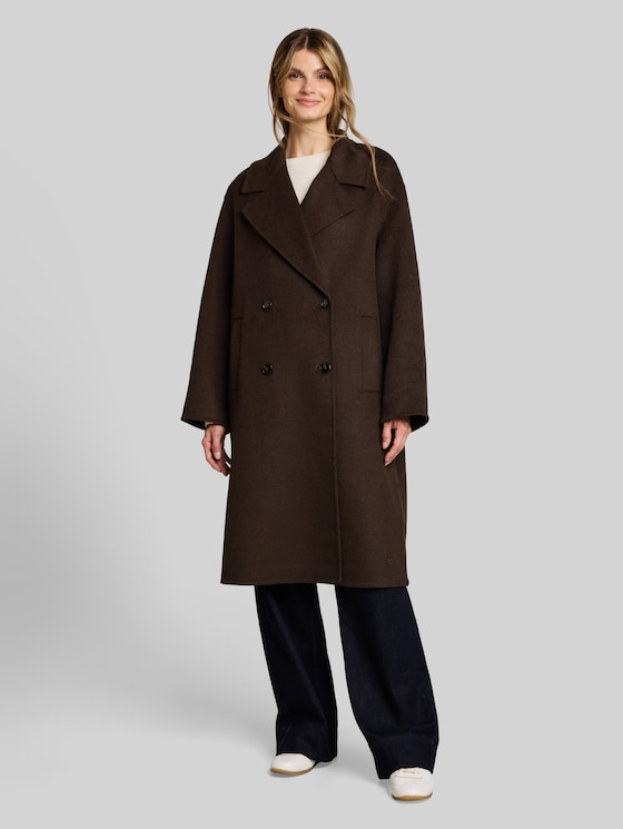 Loose-fit woollen coat - java dark brown