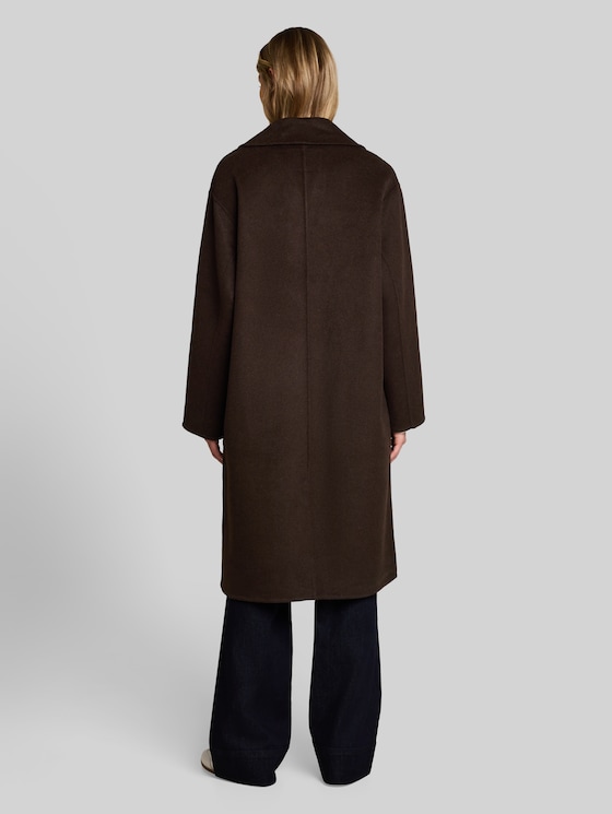 Loose-fit woollen coat - java dark brown