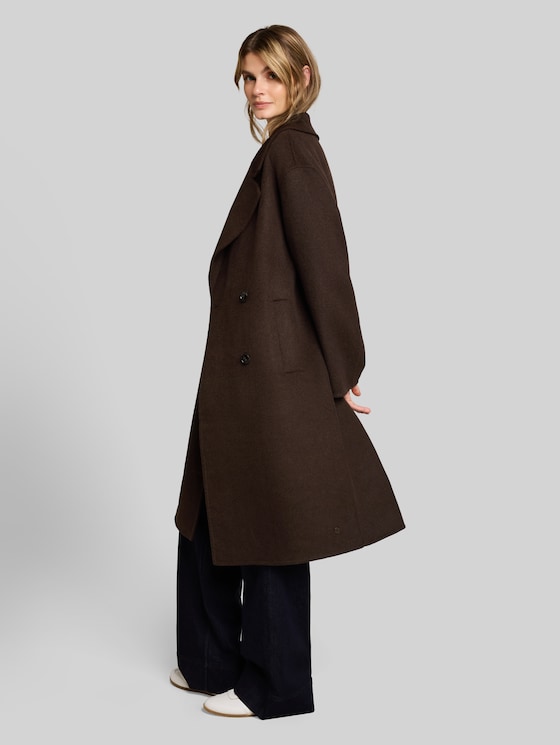 Loose-fit woollen coat - java dark brown
