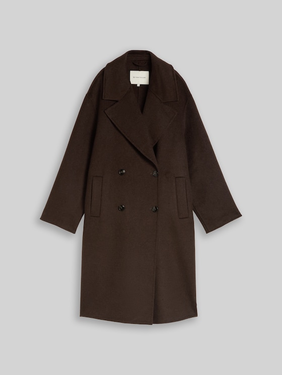 Loose-fit woollen coat - java dark brown