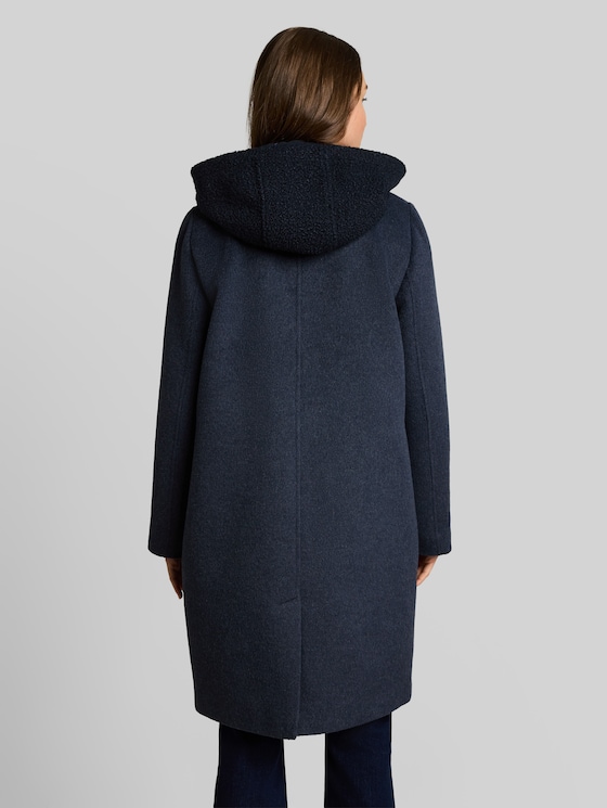 2-in-1 woollen coat with detachable insert - sky captain blue melange