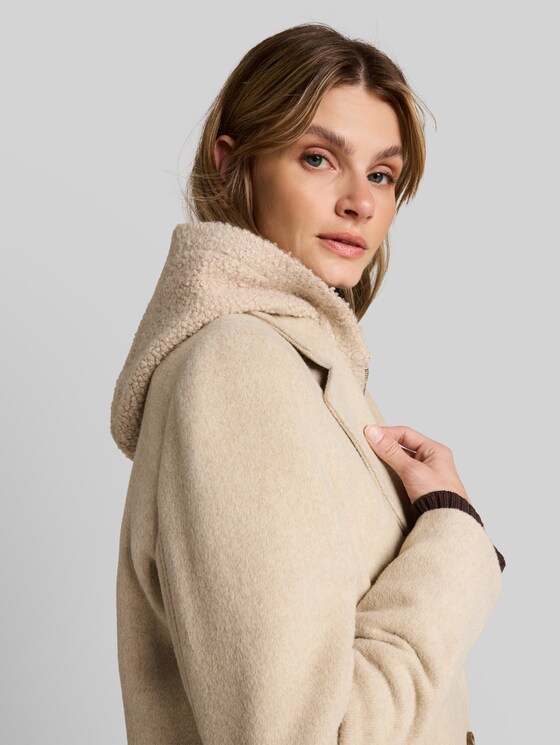 2-in-1 woollen coat with detachable insert - gravel beige melange