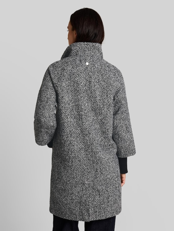 2-in-1-style coat - grey black melange structure