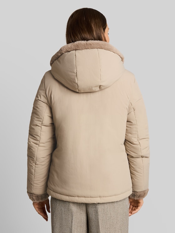 2-in-1 faux fur jacket with reversible design - soft taupe grey