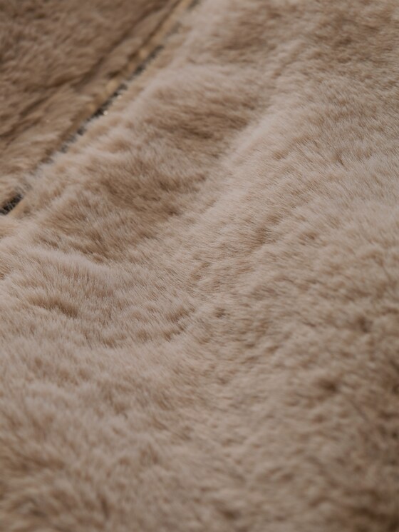 2-in-1 faux fur jacket with reversible design - soft taupe grey