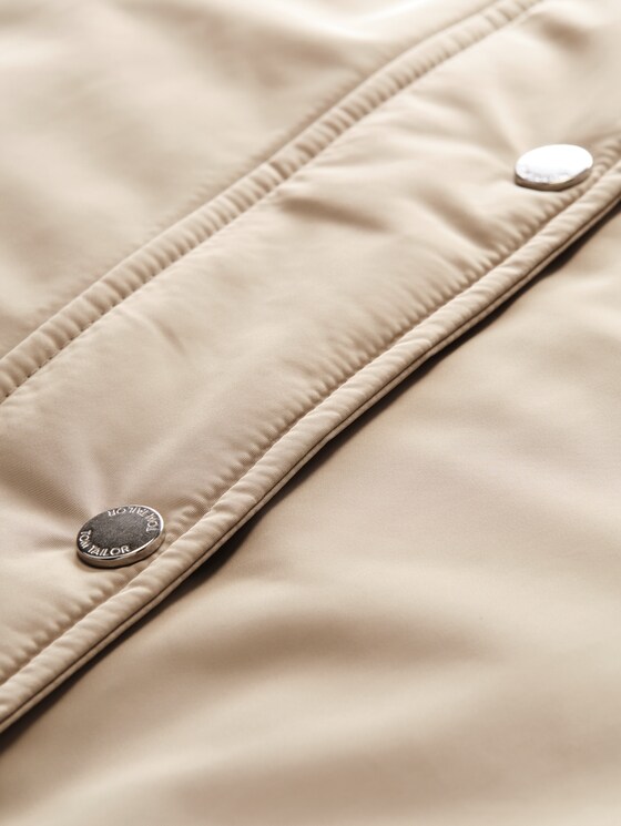 Short parka with detachable hood - soft taupe grey