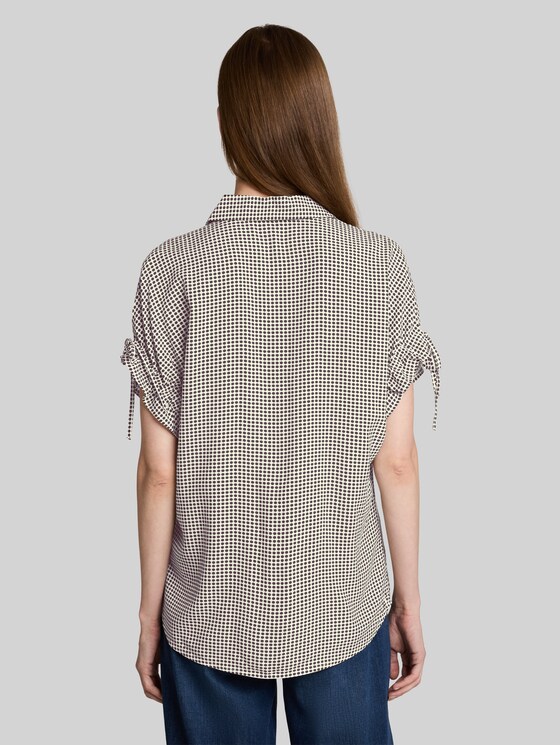Loose-fit blouse with bows - small brown dot print