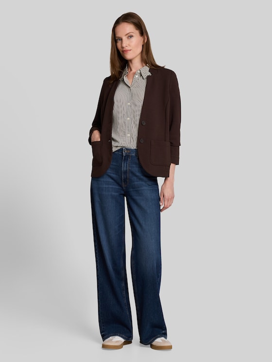 Loose-fit blouse with bows - small brown dot print