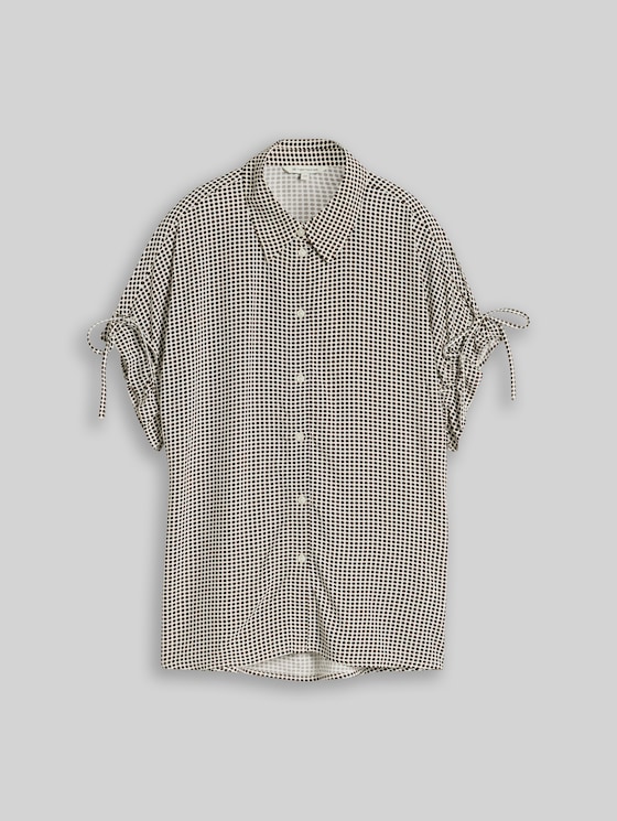 Loose-fit blouse with bows - small brown dot print