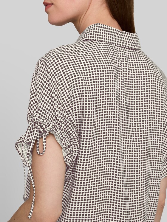 Loose-fit blouse with bows - small brown dot print