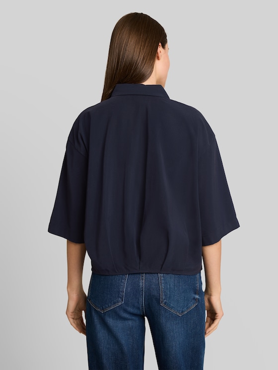 Oversized shirt-blouse with 3/4 sleeves - sky captain blue