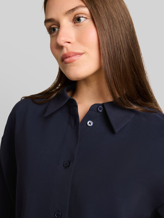 Oversized shirt-blouse with 3/4 sleeves - sky captain blue