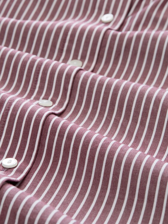 Loose-fit poplin shirt-blouse - preppy plum white stripe